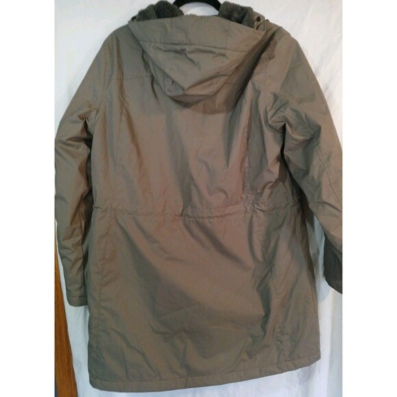 LL Beam New Parka Womens Coat Taupe/Brown Lined Hooded Size Large Brown Fur Hood - Picture 7 of 16